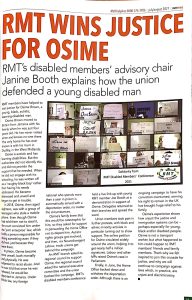 Osime Brown article in RMT News